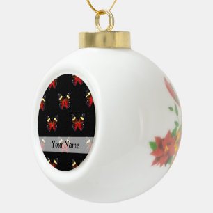 Rotes und schwarzes Schmetterlingsmuster Keramik Kugel-Ornament