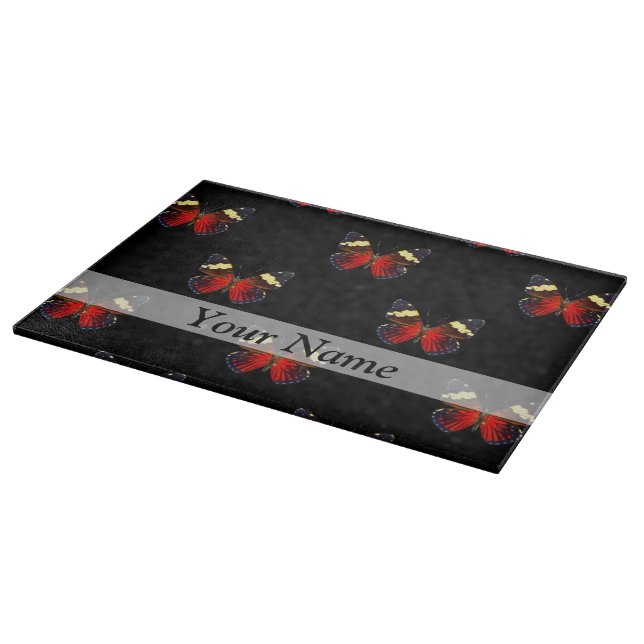 Rotes und schwarzes Schmetterlingsmuster Schneidebrett (Ecke)