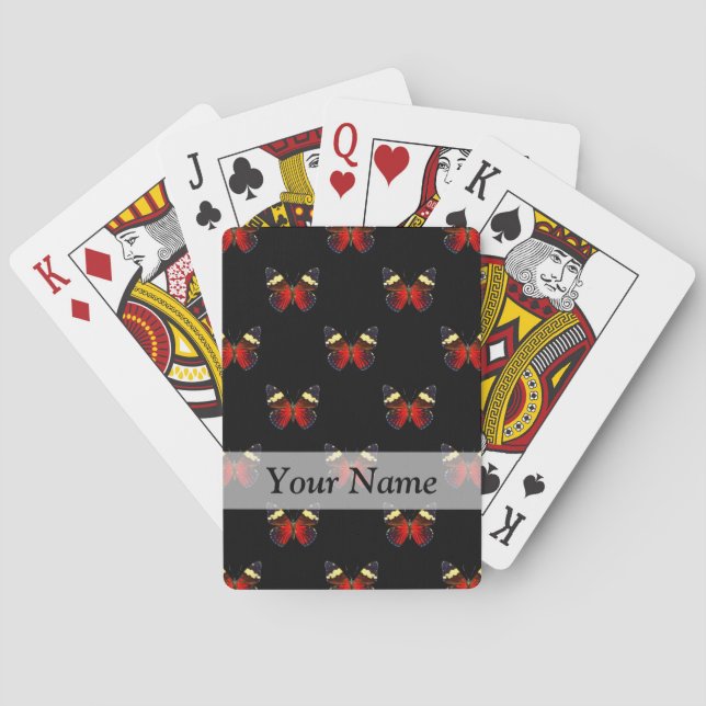 Rotes und schwarzes Schmetterlingsmuster Spielkarten (Rückseite)