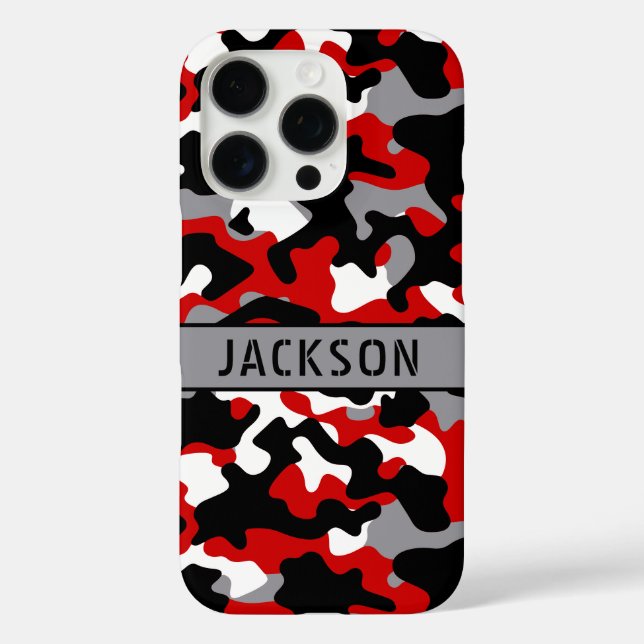 Rotes und schwarzes Tarnmuster personalisiert Case-Mate iPhone Hülle (Rückseite)