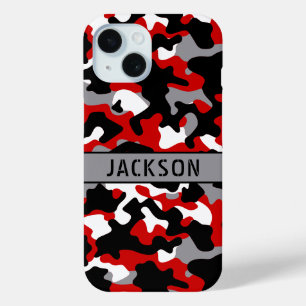 Rotes und schwarzes Tarnmuster personalisiert Case-Mate iPhone Hülle