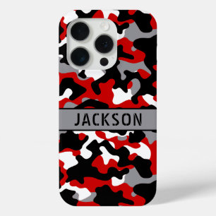 Rotes und schwarzes Tarnmuster personalisiert Case-Mate iPhone Hülle