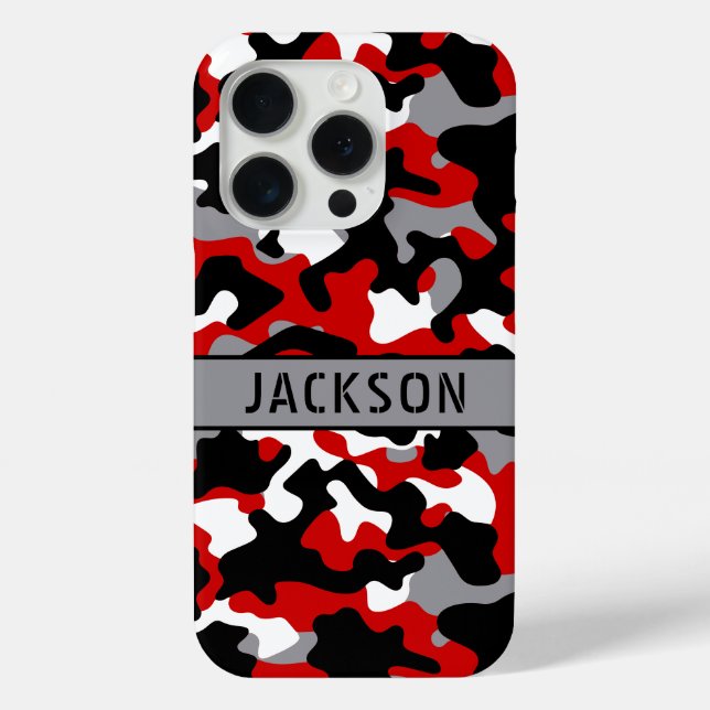 Rotes und schwarzes Tarnmuster personalisiert Case-Mate iPhone Hülle (Rückseite)