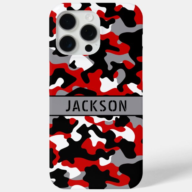 Rotes und schwarzes Tarnmuster personalisiert Case-Mate iPhone Hülle (Rückseite)