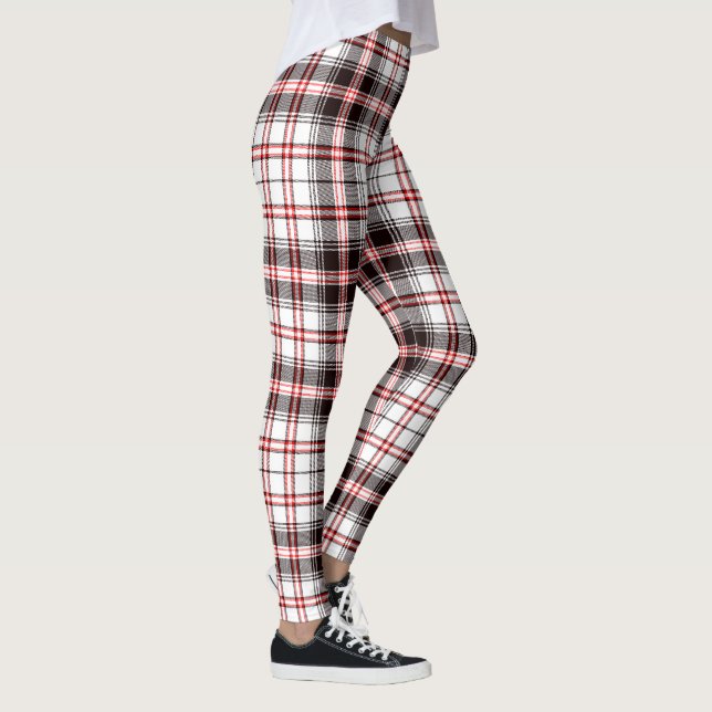 Rotes und schwarzes Tartan-Muster Leggings (Rechts)