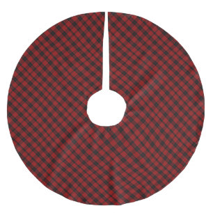 Rotes und schwarzes Tartan-Pinsel aus Polyester-Ba Polyester Weihnachtsbaumdecke