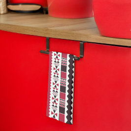 Rotes und schwarzes Tribal-Muster Geschirrtuch