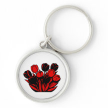 Rotes und schwarzes Tulpenbouquet