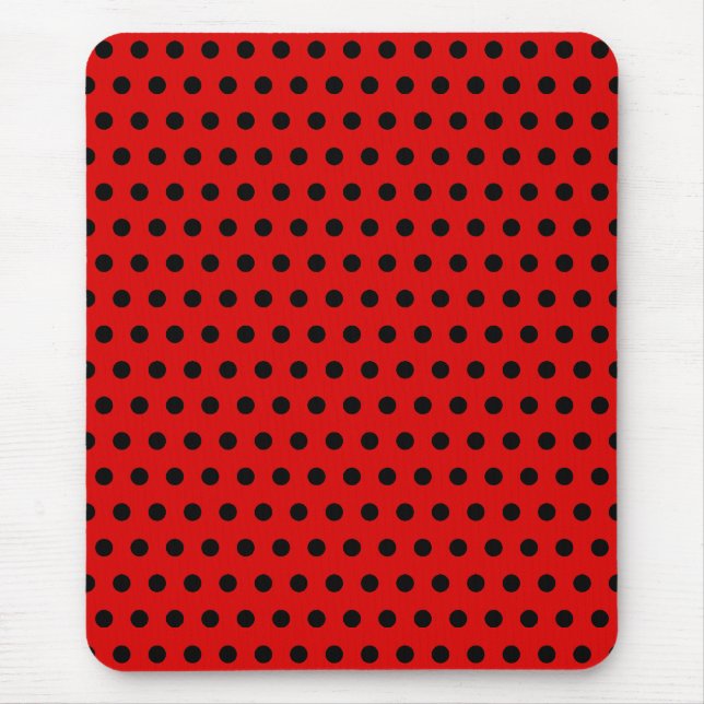 Rotes und schwarzes Tupfen-Muster. Spotty. Mousepad (Vorne)