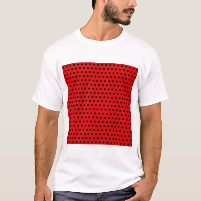 Rotes und schwarzes Tupfen-Muster. Spotty. T-Shirt (Vorderseite)