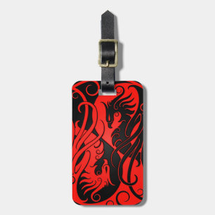 Rotes und schwarzes Yin Yang Phoenix Gepäckanhänger