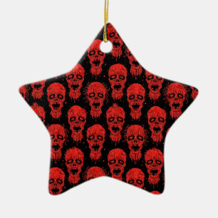 Rotes und schwarzes Zombie-Apokalypse-Muster Keramik Ornament