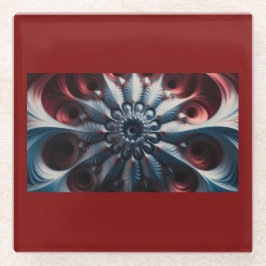 Rotes und Silberes Juliabrot-Fraktal Glasuntersetzer