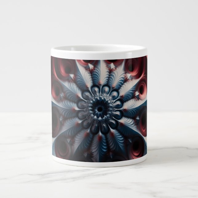 Rotes und Silberes Juliabrot-Fraktal Jumbo-Tasse (Vorderseite)