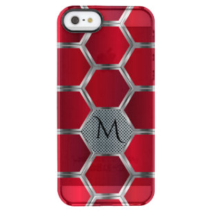 rotes und silberes oktagonales geometrisches Muste Durchsichtige iPhone SE/5/5s Hülle