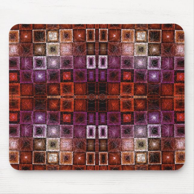 Rotes und violettes geometrisches Gittersymmetrie- Mousepad (Vorne)