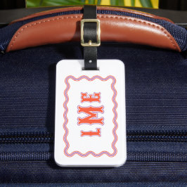 Rotes und violettes maßgeschneidertes Monogramm mi Gepäckanhänger
