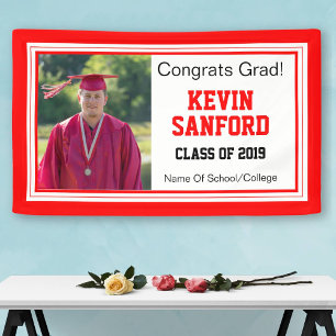 Rotes und weißes Absolvent-Foto Banner