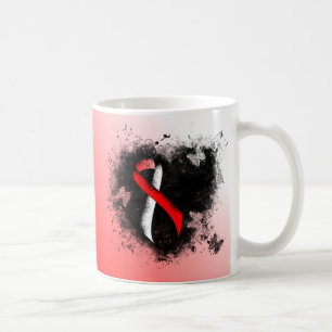 Rotes und weißes Band Grunge Herz Kaffeetasse