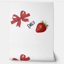 Rotes und weißes Band mit Erdbeeren