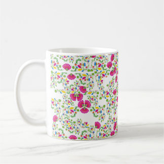 Rotes und weißes Blumendesign Kaffeetasse
