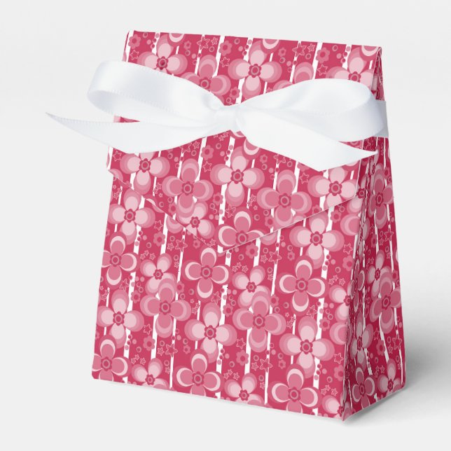 Rotes und weißes Blumenmuster Geschenkschachtel (Vorderseite)