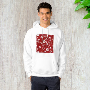 Rotes und weißes Blumenmuster Hoodie
