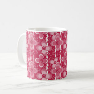 Rotes und weißes Blumenmuster Kaffeetasse