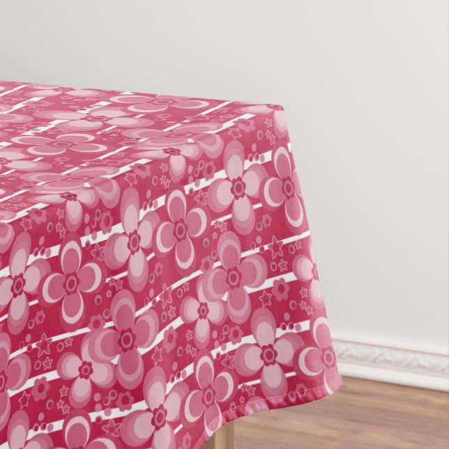 Rotes und weißes Blumenmuster Tischdecke (Beispiel)
