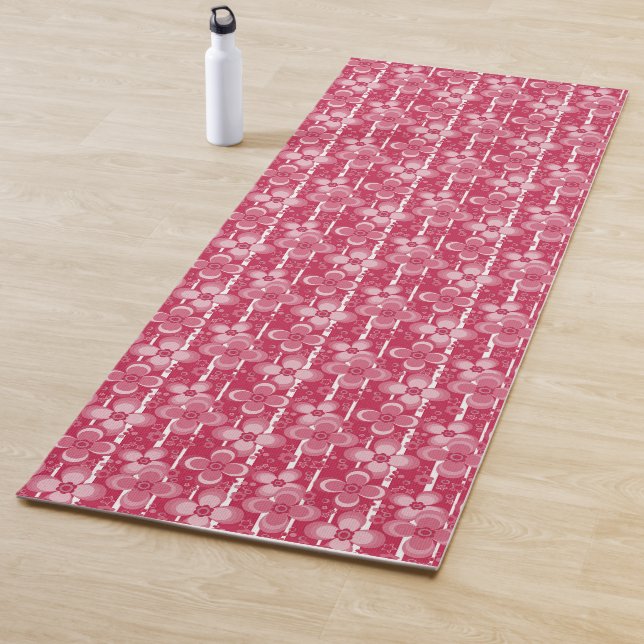 Rotes und weißes Blumenmuster Yogamatte (Beispiel)