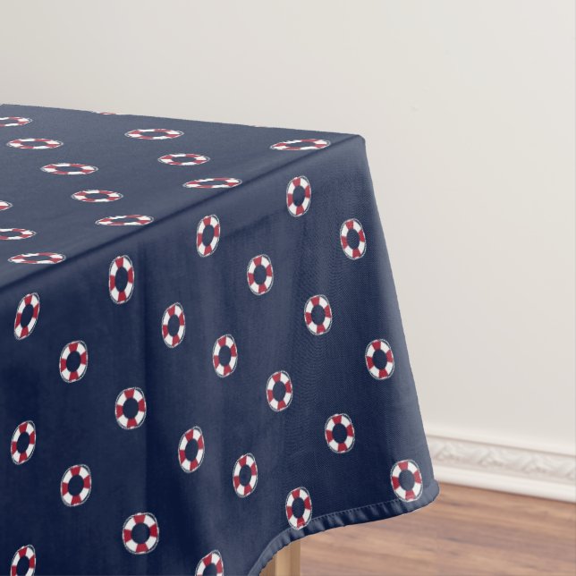 Rotes und weißes Bojen-Muster Tischdecke (Beispiel)