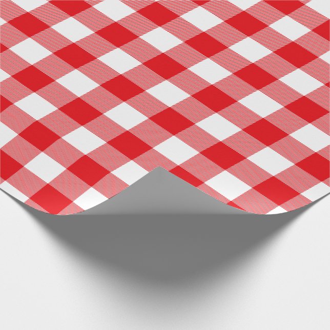 Rotes und weißes Büffel-Karo-Muster Geschenkpapier (Ecke)