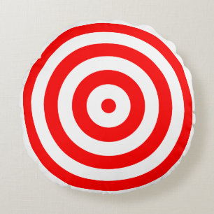 Rotes und weißes Bulls-Eye-Ziel Rundes Kissen