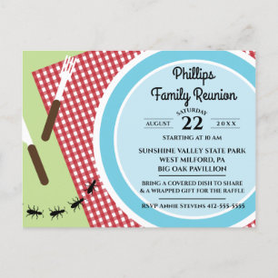 Rotes und weißes Checkered Einladungspostkarte