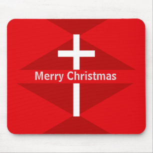 Rotes und weißes Christliches Kreuz Mousepad