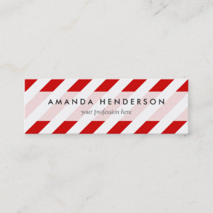 Rotes und weißes diagonales Streifen-Muster Mini Visitenkarte