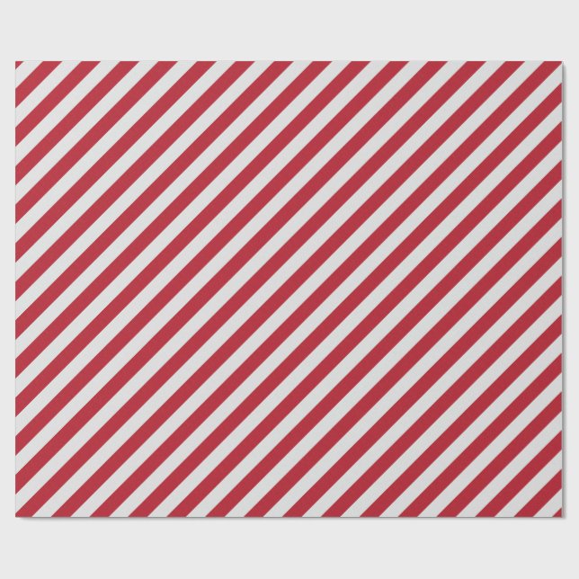 Rotes und weißes diagonales Streifen-Packpapier Geschenkpapier (Flach)
