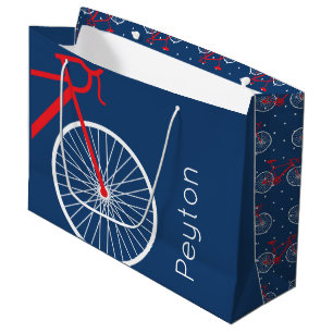 Rotes und weißes Fahrrad Große Geschenktüte