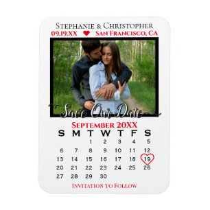Rotes und weißes Foto Kalender Rette unsere Hochze Magnet