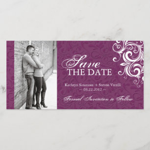 Rotes und weißes Foto Save the Date Einladung