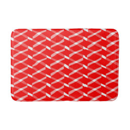 Rotes und weißes geometrisches Muster Badematte