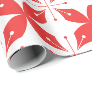 Rotes und weißes geometrisches Muster mit stilisie Geschenkpapier