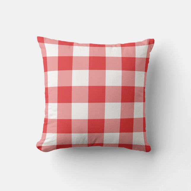 Rotes und weißes Gingham-Muster geprüft Kissen (Vorderseite)