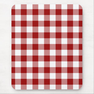 Rotes und weißes Gingham-Muster Mousepad