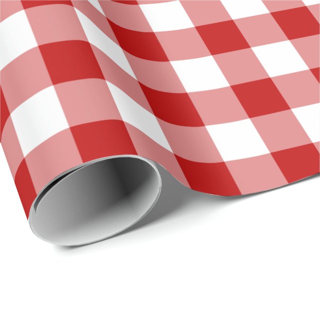 Rotes und weißes Gingham-Packpapier Geschenkpapier (Rolleneckpunkt)
