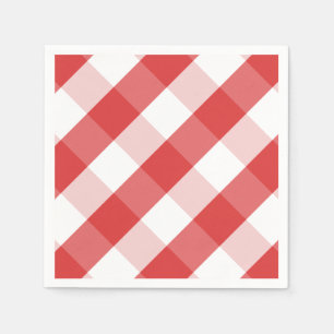 Rotes und weißes Ginghammuster Serviette