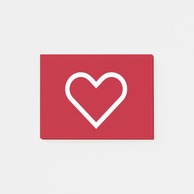 Rotes und weißes Herz-Chic Post-it Klebezettel (Vorderseite)