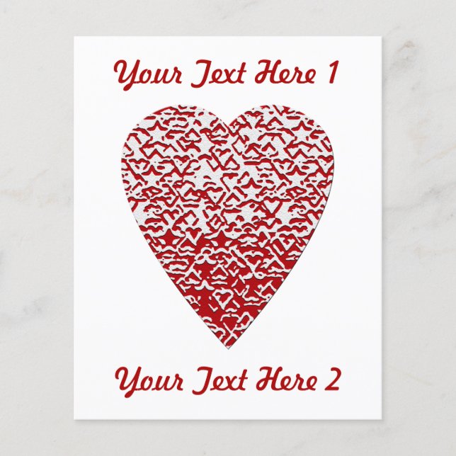Rotes und Weißes Herz. Gemustertes Herzdesign. (Vorderseite)