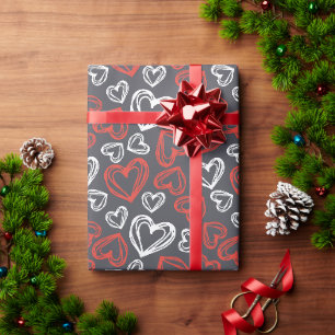 Rotes und weißes Herz Geschenkpapier