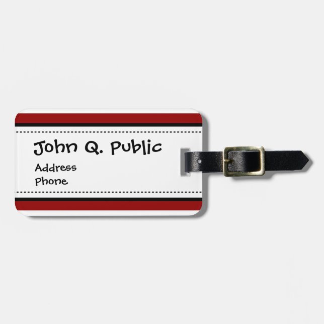 Rotes und weißes horizontales Streifen-Muster Gepäckanhänger (Vorderseite horizontal)